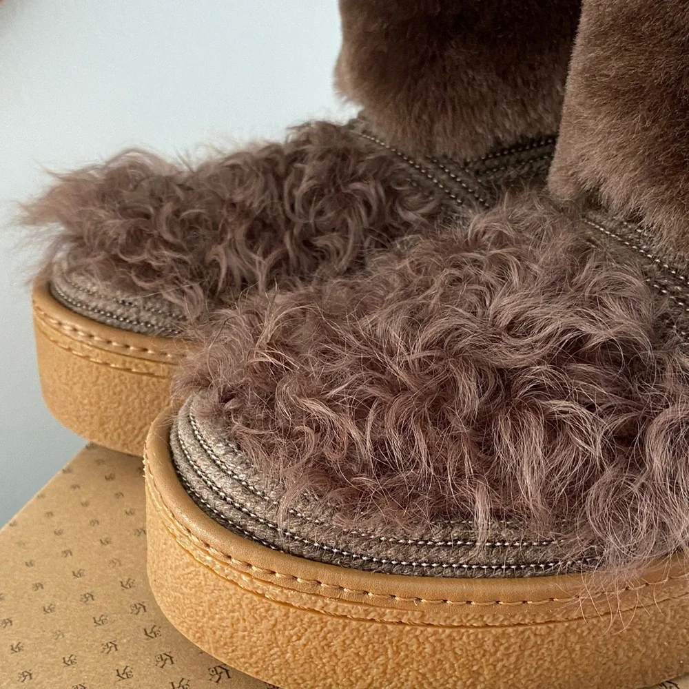 Australia Luxe Collective Dark Brown Faux Fur Platform Kids Boots